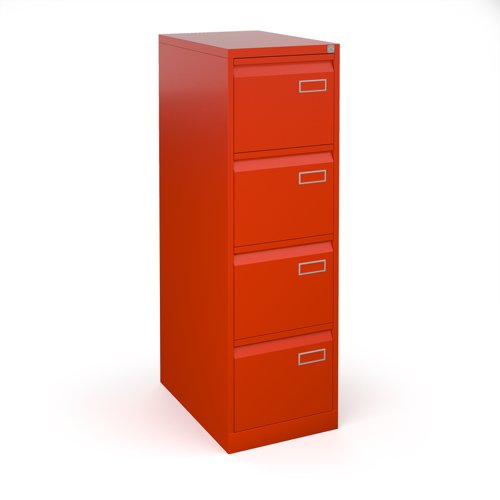 Bisley steel 4 drawer public sector contract filing cabinet 1321mm high - red