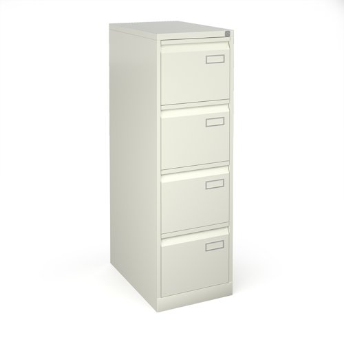 Bisley steel 4 drawer public sector contract filing cabinet 1321mm high - white