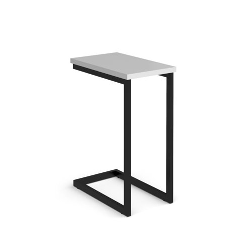 Buddy laptop table with black frame and oblong top - white
