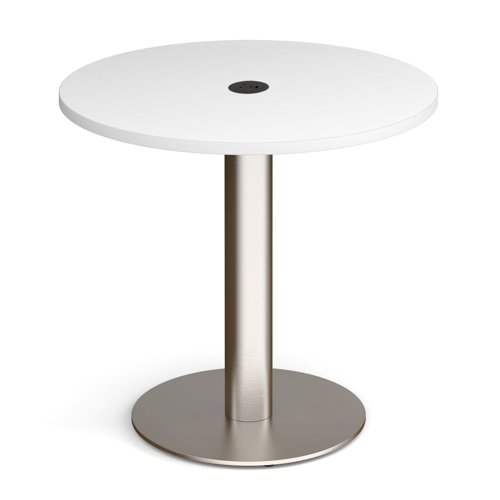 Monza circular dining table with central circular cutout and Ion power module