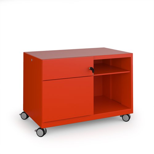 Bisley steel caddy left hand storage unit 800mm - red