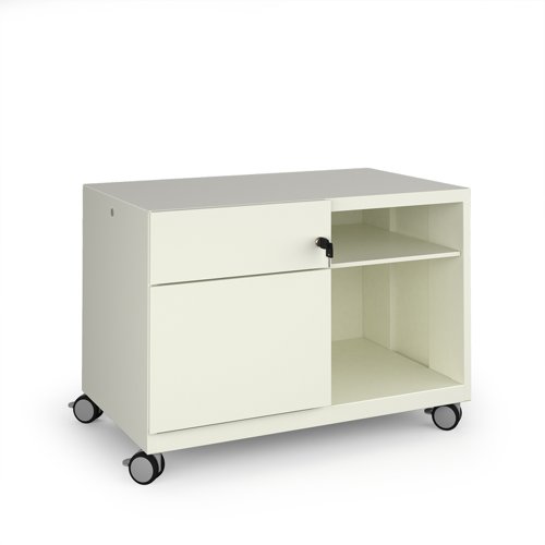 Bisley steel caddy left hand storage unit 800mm - white (Made-to-order 4 - 6 week lead time)