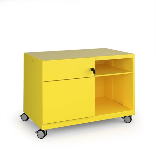 Bisley steel caddy left hand storage unit 800mm - yellow