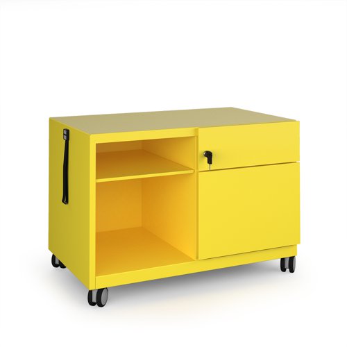 Bisley steel caddy right hand storage unit 800mm - yellow