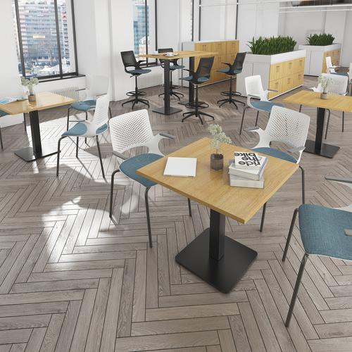 M-BDR1200 | The Brescia collection of tables features simple, contemporary lines and its expansive product offering supports virtually any workplace environment. Brescia tables are offered in a variety of sizes, shapes and heights. Supporting the 25mm table tops, available in 5 finishes, is a matching central column and slim square base in a black, brushed steel or white finish which wouldn’t look out of place in any modern workplace. 