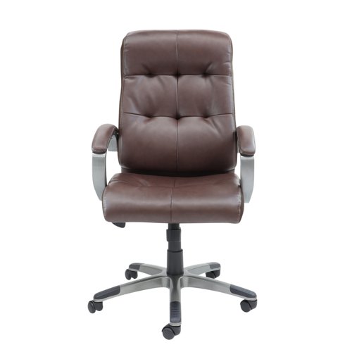 CAT300T1 Catania high back managers chair - brown leather faced