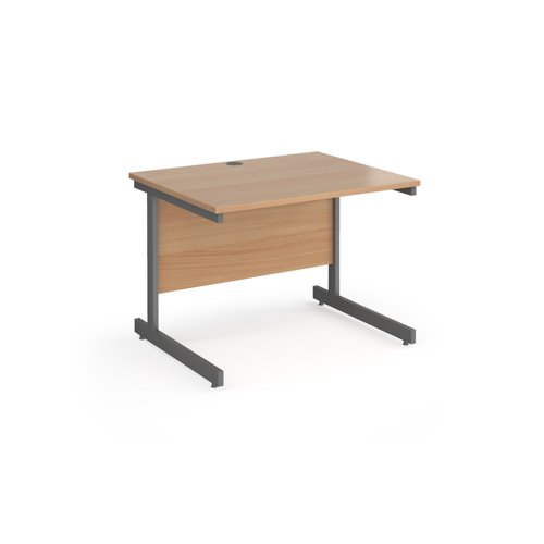 Contract 25 straight desk with graphite cantilever leg 1000mm x 800mm - beech top