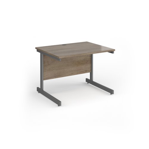 Contract 25 straight desk with graphite cantilever leg 1000mm x 800mm - nebraska oak top
