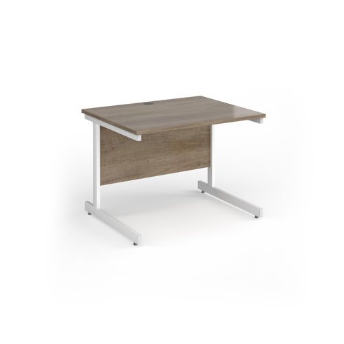 Contract 25 straight desk with white cantilever leg 1000mm x 800mm - nebraska oak top