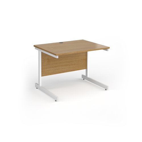 Contract 25 straight desk with white cantilever leg 1000mm x 800mm - oak top