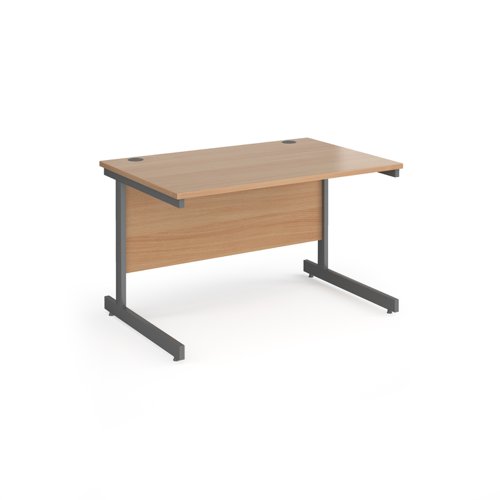 Contract 25 straight desk with graphite cantilever leg 1200mm x 800mm - beech top