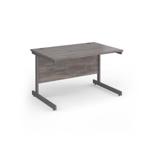 Contract 25 straight desk with graphite cantilever leg 1200mm x 800mm - grey oak top