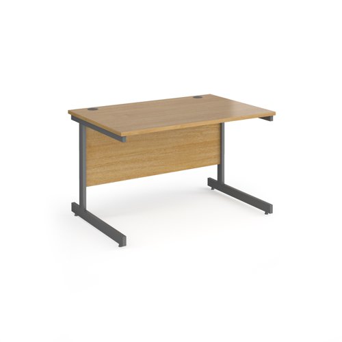 Contract 25 straight desk with graphite cantilever leg 1200mm x 800mm - oak top