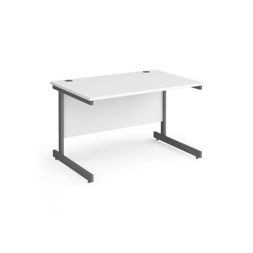 Contract 25 straight desk with graphite cantilever leg 1200mm x 800mm - white top