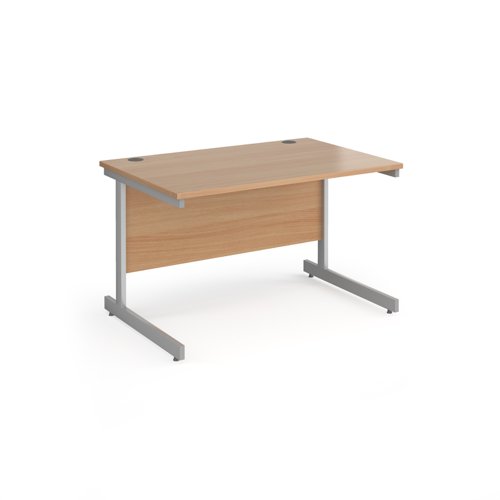 Contract 25 straight desk with silver cantilever leg 1200mm x 800mm - beech top