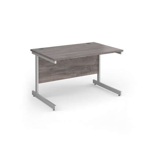 Contract 25 straight desk with white cantilever leg 1200mm x 800mm - grey oak top