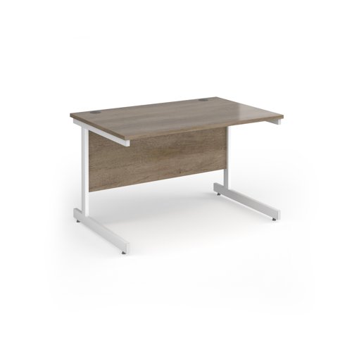Contract 25 straight desk with white cantilever leg 1200mm x 800mm - nebraska oak top