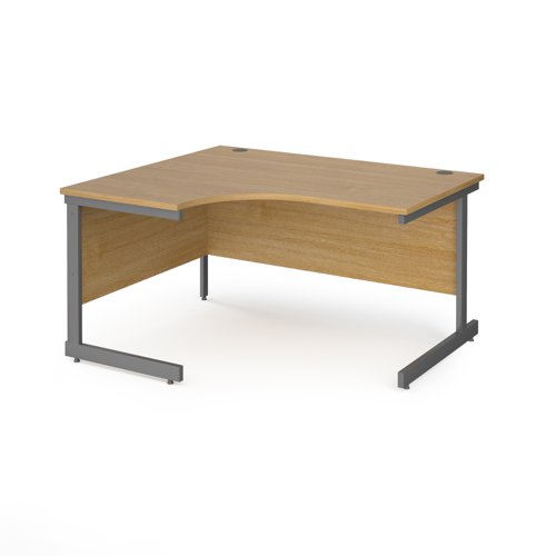 Contract 25 left hand ergonomic desk with graphite cantilever leg 1400mm - oak top