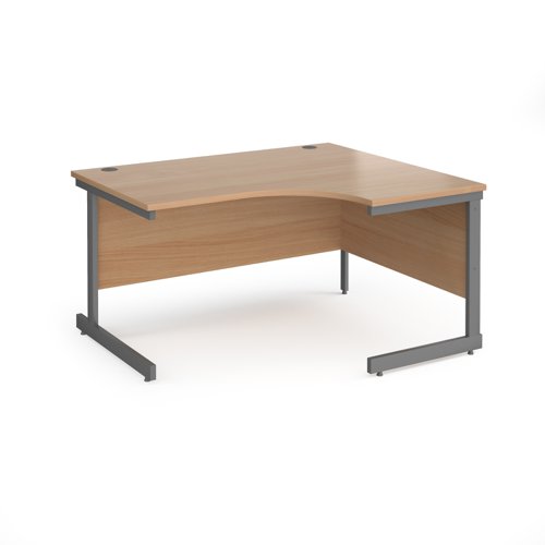 Contract 25 right hand ergonomic desk with graphite cantilever leg 1400mm - beech top