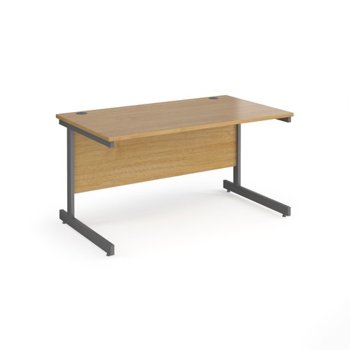 CC14S-G-O Contract 25 straight desk with graphite cantilever leg 1400mm x 800mm - oak top