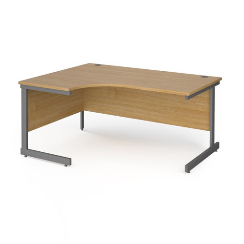 Contract 25 left hand ergonomic desk with graphite cantilever leg 1600mm - oak top