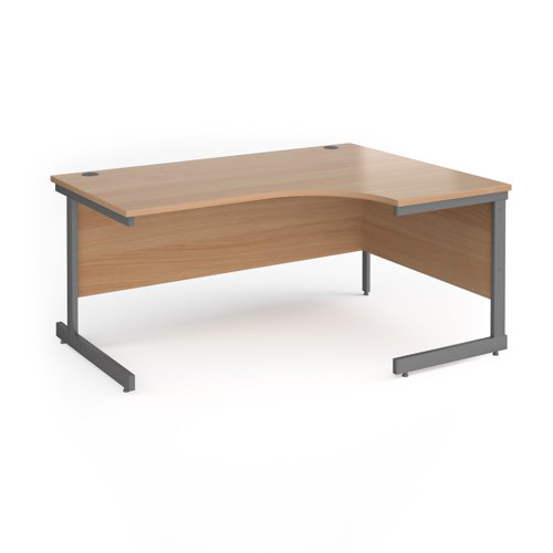 Contract 25 right hand ergonomic desk with graphite cantilever leg 1600mm - beech top  CC16ER-G-B