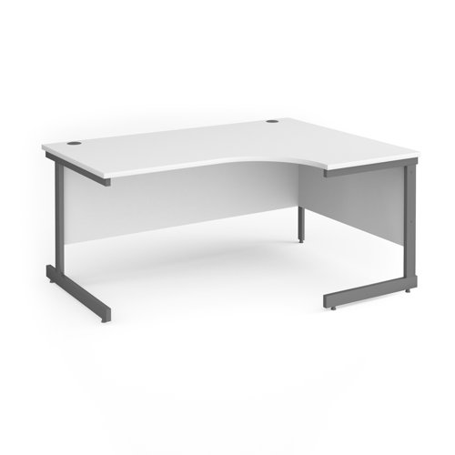 CC16ER-G-WH Contract 25 right hand ergonomic desk with graphite cantilever leg 1600mm - white top