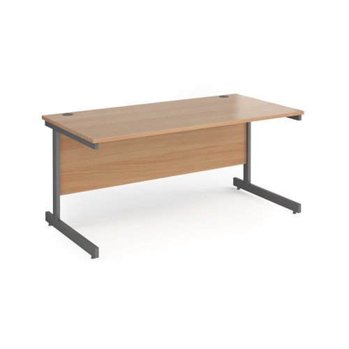 Contract 25 straight desk with graphite cantilever leg 1600mm x 800mm - beech top CC16S-G-B Buy online at Office 5Star or contact us Tel 01594 810081 for assistance
