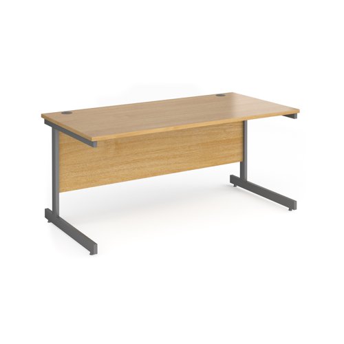 CC16S-G-O Contract 25 straight desk with graphite cantilever leg 1600mm x 800mm - oak top