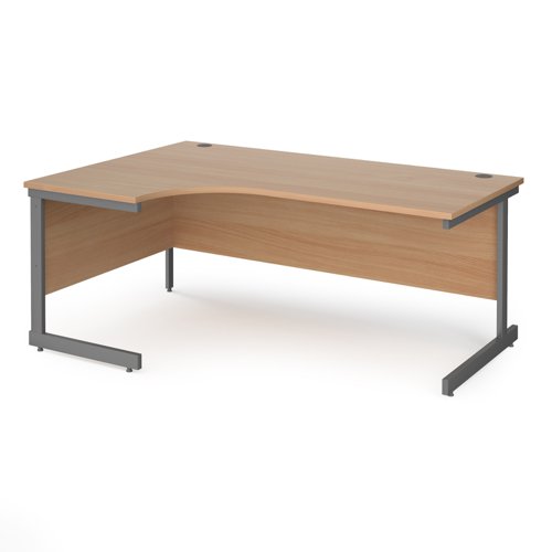 Contract 25 left hand ergonomic desk with graphite cantilever leg 1800mm - beech top Office Desks CC18EL-G-B