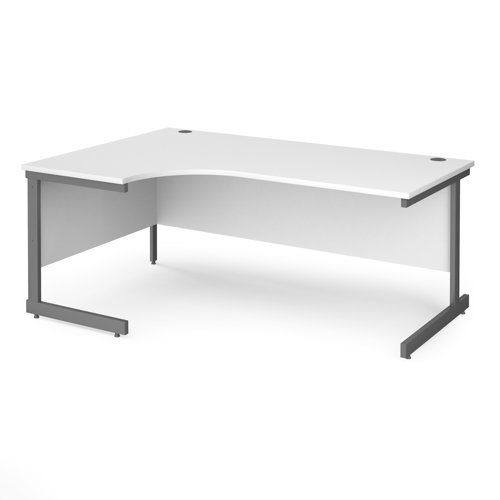 Contract 25 left hand ergonomic desk with graphite cantilever leg 1800mm - white top Office Desks CC18EL-G-WH
