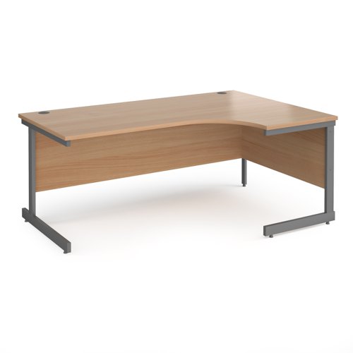 Contract 25 right hand ergonomic desk with graphite cantilever leg 1800mm - beech top Office Desks CC18ER-G-B