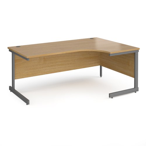CC18ER-G-O Contract 25 right hand ergonomic desk with graphite cantilever leg 1800mm - oak top