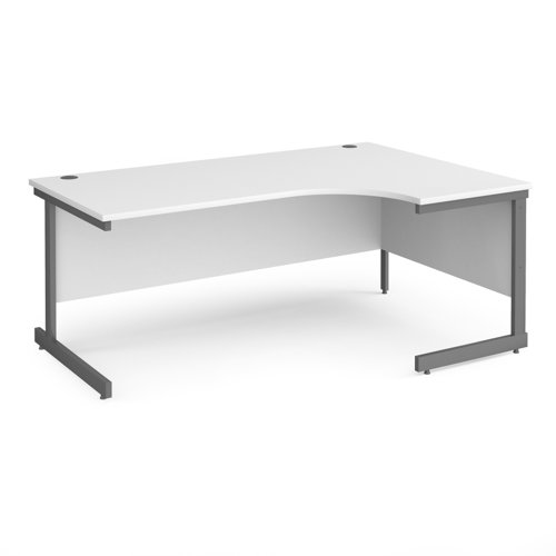 CC18ER-G-WH Contract 25 right hand ergonomic desk with graphite cantilever leg 1800mm - white top