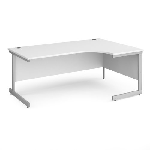 CC18ER-S-WH Contract 25 right hand ergonomic desk with silver cantilever leg 1800mm - white top
