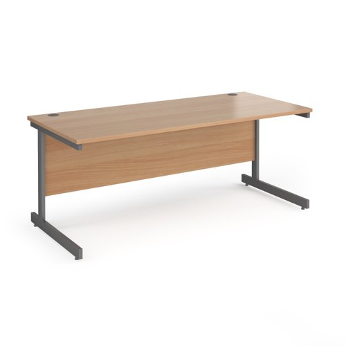 CC18S-G-B Contract 25 straight desk with graphite cantilever leg 1800mm x 800mm - beech top