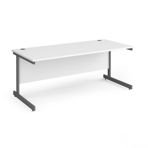 Contract 25 straight desk with graphite cantilever leg 1800mm x 800mm - white top CC18S-G-WH Buy online at Office 5Star or contact us Tel 01594 810081 for assistance