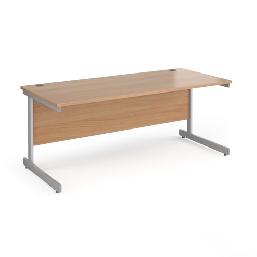 CC18S-S-B Contract 25 straight desk with silver cantilever leg 1800mm x 800mm - beech top