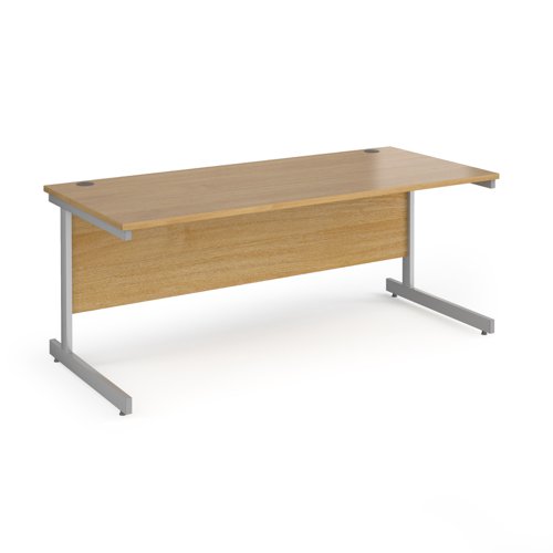 Contract 25 straight desk with silver cantilever leg 1800mm x 800mm - oak top