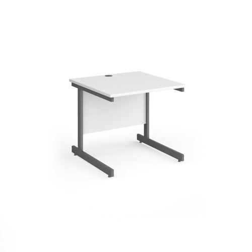 Contract 25 straight desk with graphite cantilever leg 800mm x 800mm - white top CC8S-G-WH Buy online at Office 5Star or contact us Tel 01594 810081 for assistance
