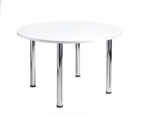 Turin round table with chrome legs 1000mm - white