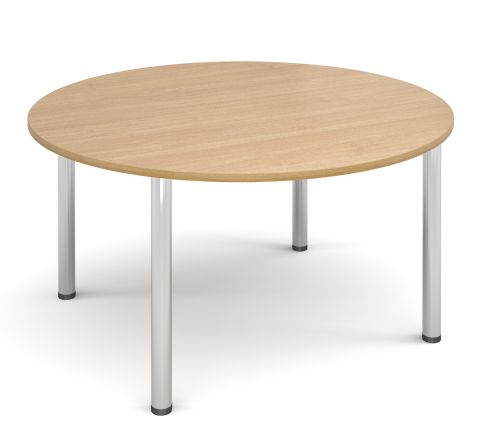Turin round table with chrome legs 1200mm - oak