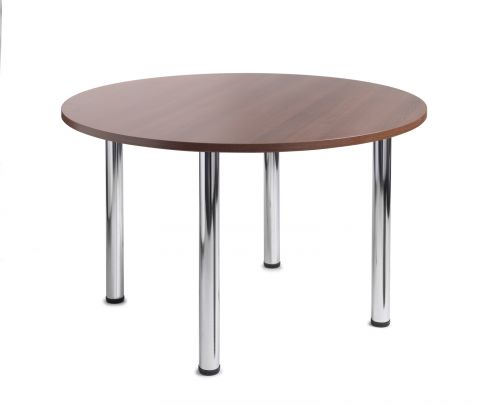 Turin round table with chrome legs 1200mm - walnut