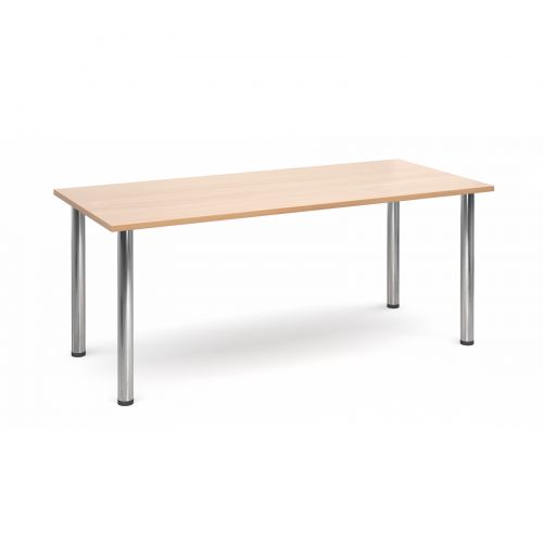 Rectangular deluxe chrome radial leg table 1800mm x 800mm - beech