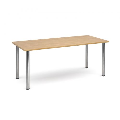 Rectangular deluxe chrome radial leg table 1800mm x 800mm - oak