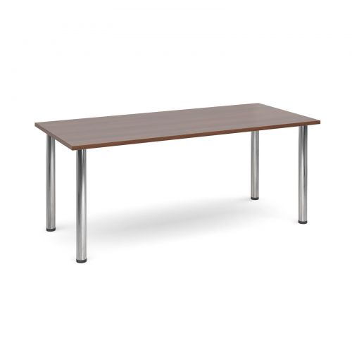 Rectangular deluxe chrome radial leg table 1800mm x 800mm - walnut