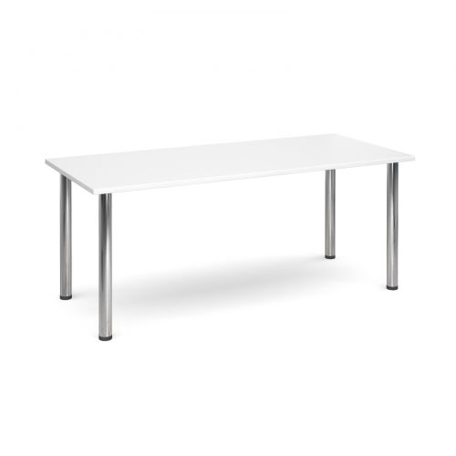 Rectangular deluxe chrome radial leg table 1800mm x 800mm - white