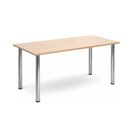 Rectangular deluxe chrome radial leg table 1600mm x 800mm - beech