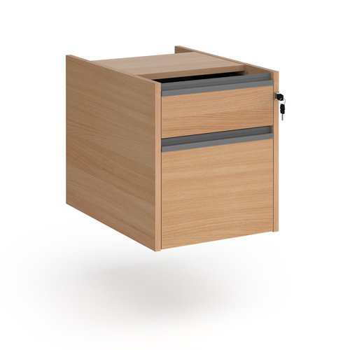 Contract 2 Drawer Fixed Pedestal With Graphite Finger Pull Handles Beech