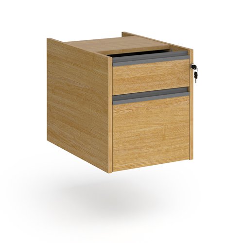 Contract 2 drawer fixed pedestal with graphite finger pull handles - oak Pedestals CF2FP-G-O